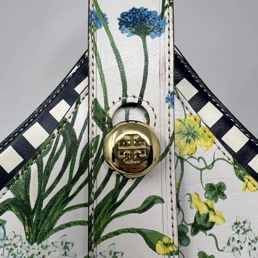 Tory Burch Garden Tote in Watercolor Botanical/Navy Lattice - Picture 6 of 16
